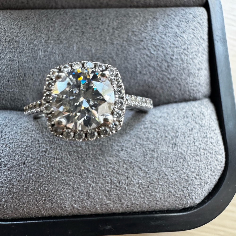 Silver Moissanite cushion cut